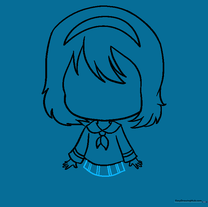 Adding a pleated skirt to the chibi girl's outfit.