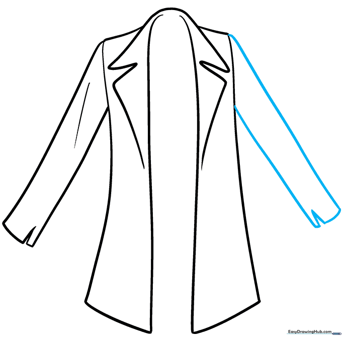 Drawing the second sleeve of the anime coat to complete the arm structure.