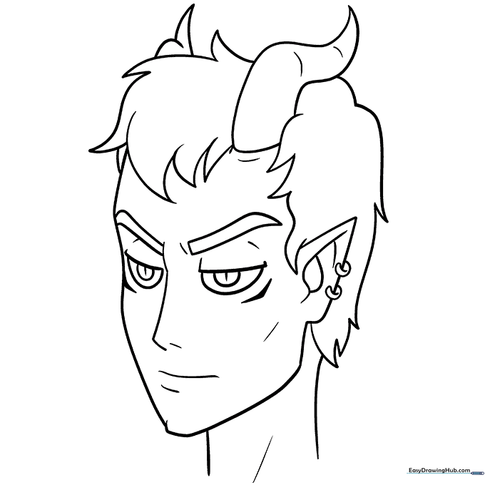 Final line art of the anime demon, showing clean, bold ink outlines.