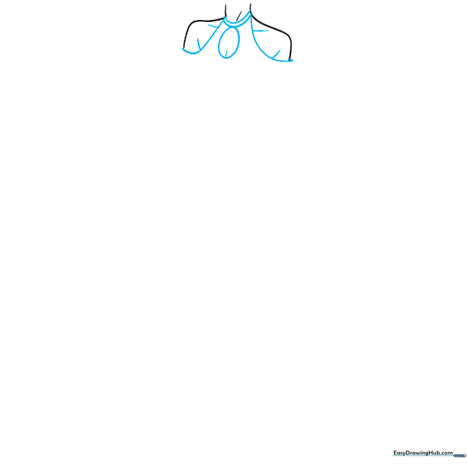 Detailed line drawing of an anime dress neckline with a keyhole cutout.