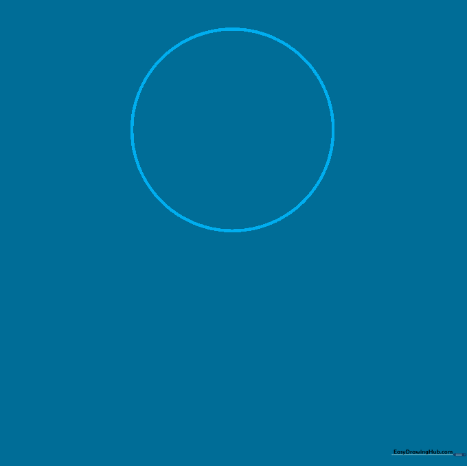 A light pencil sketch of a circle used as a guide for drawing an anime character head.