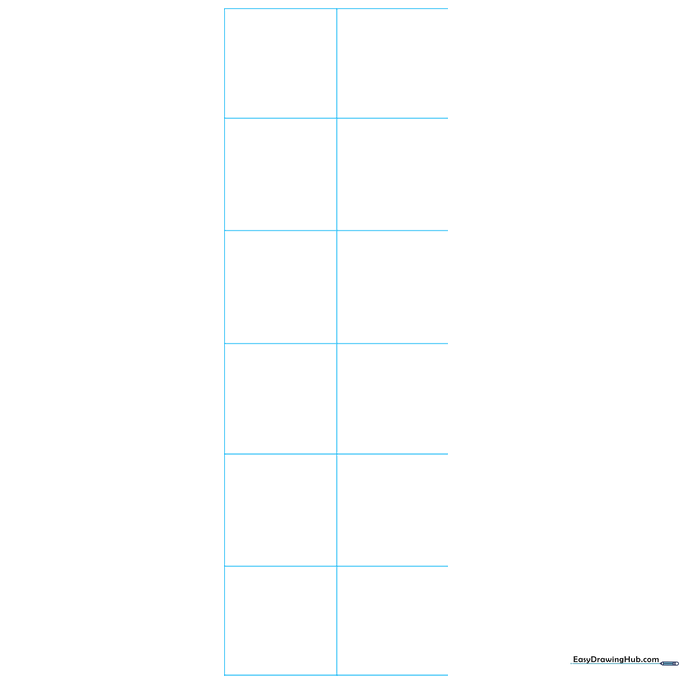 A pencil-drawn grid on white paper used for mapping out anime character proportions.