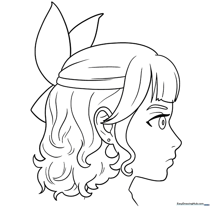 Cleaned up line art of the anime girl profile with construction lines removed.