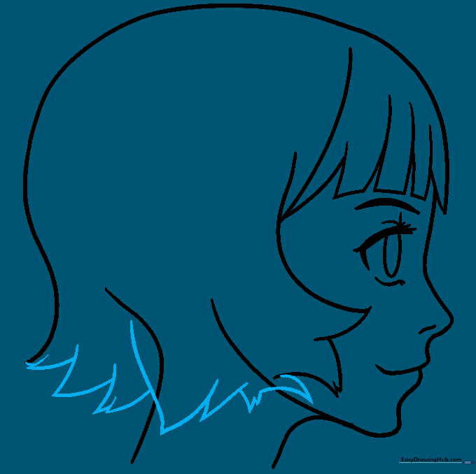 Hair sections connected with jagged, overlapping lines to create a complete hairstyle.