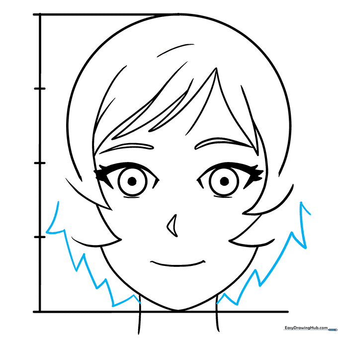 Adding hair strands that extend down to the neck area.