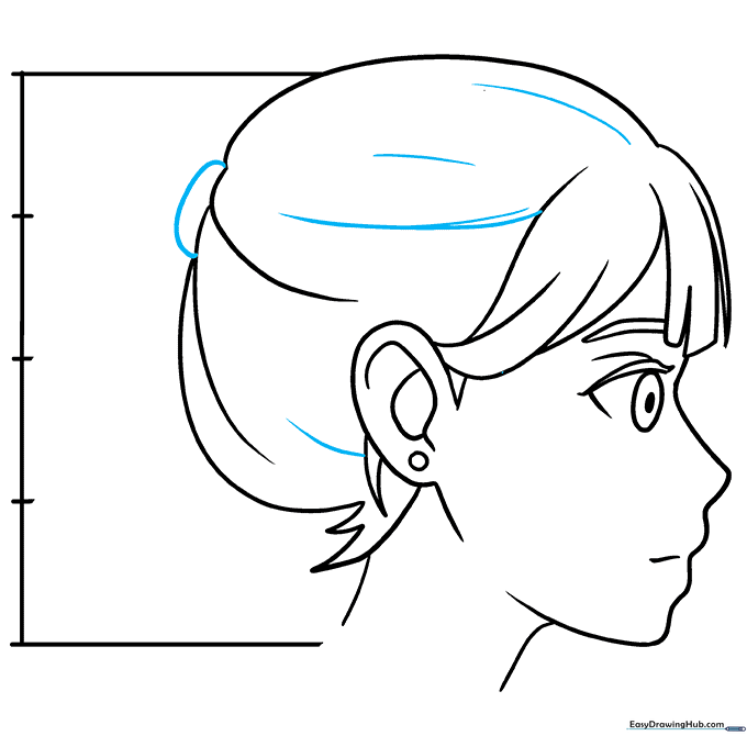 Refining the hair texture and adding a hairband accessory to the anime character.