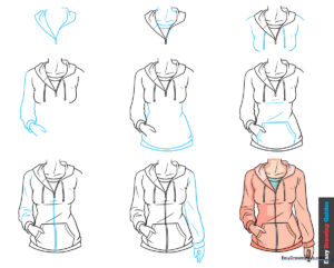 A colorful, finished anime hoodie illustration perfect for character design inspiration.