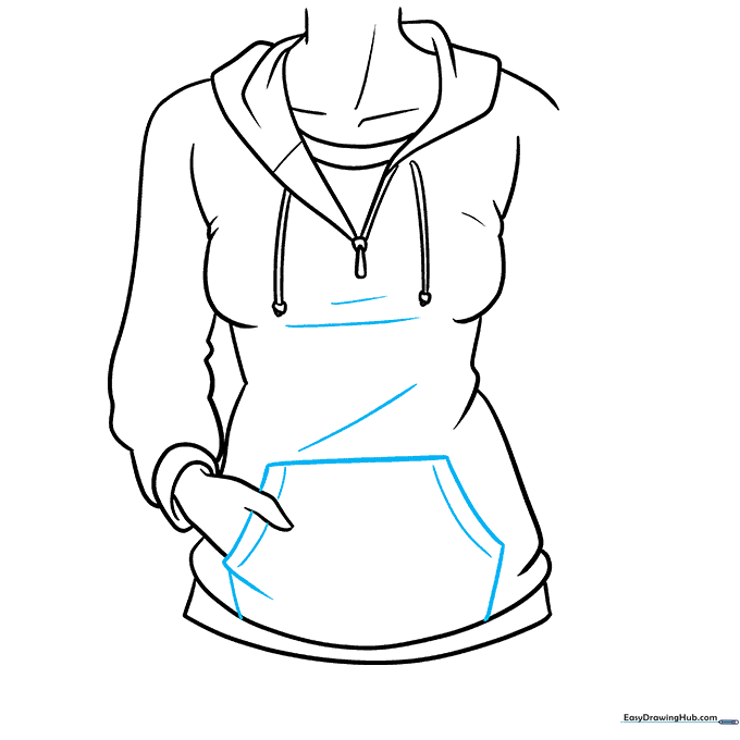 Adding the signature kangaroo pocket to the front of the hoodie.