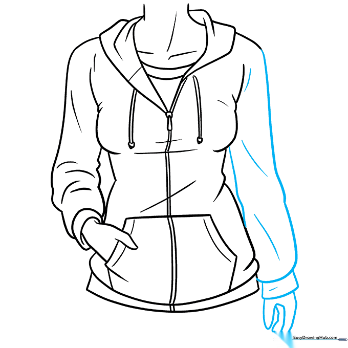 Refining the second sleeve and adding final fabric wrinkles.