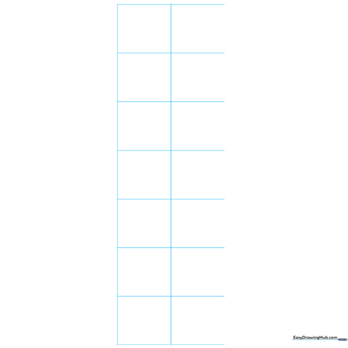 A light pencil grid on white paper used for mapping anime body proportions.