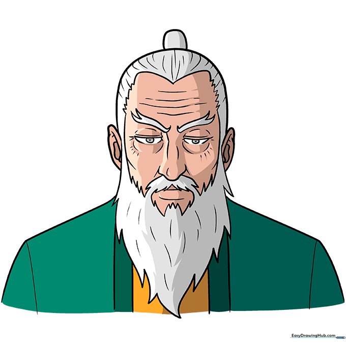 Final colored illustration of the anime old man character.