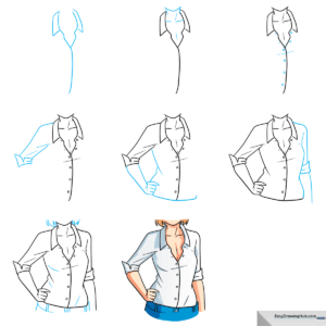 A finished, colored anime shirt drawing, showcasing clean lines and professional character design.