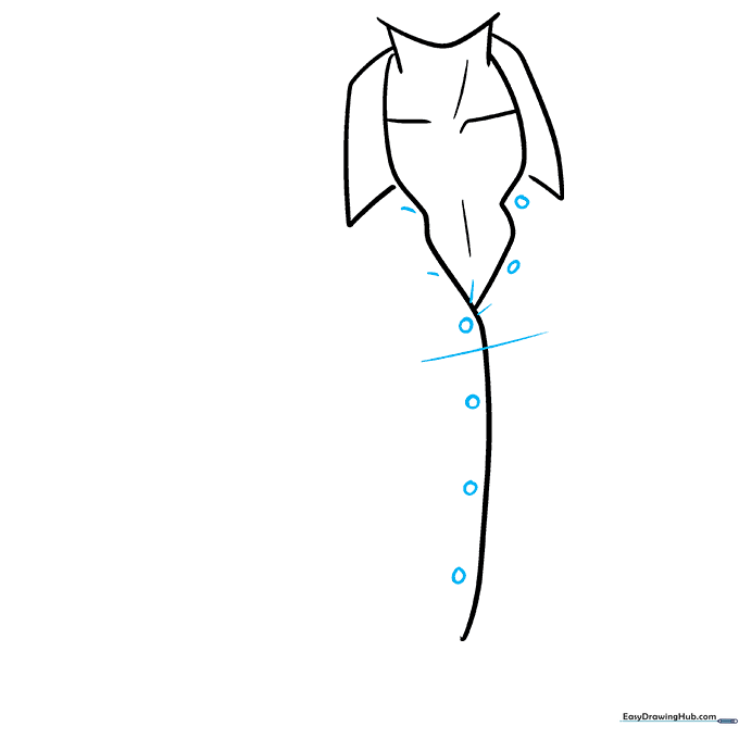 Adding the button placket and button details to the center of the anime shirt.
