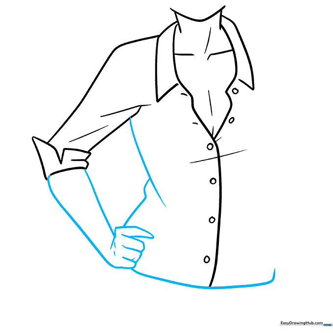 Outlining the torso and the arm resting on the hip.