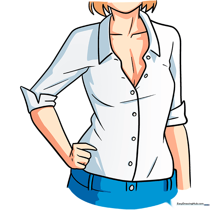 Final colored anime shirt drawing with shading.