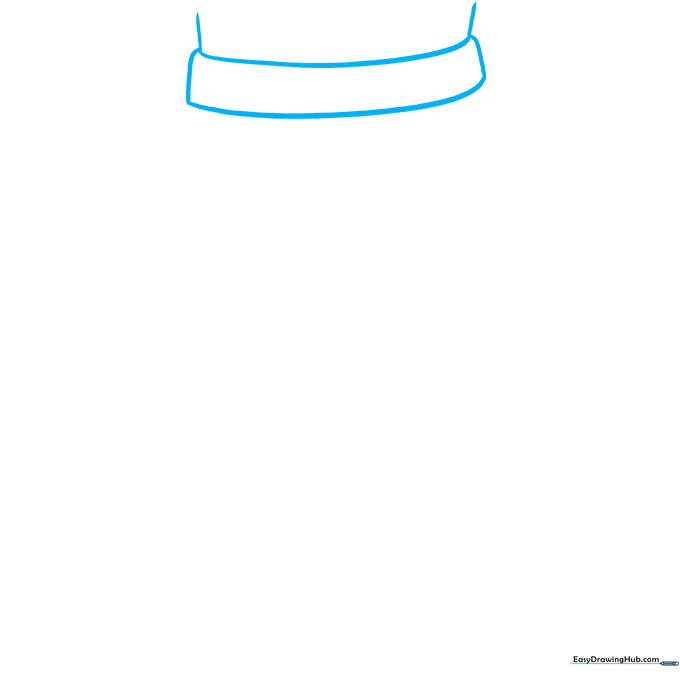 Pencil sketch of an anime character's torso and rectangular waistband outline.