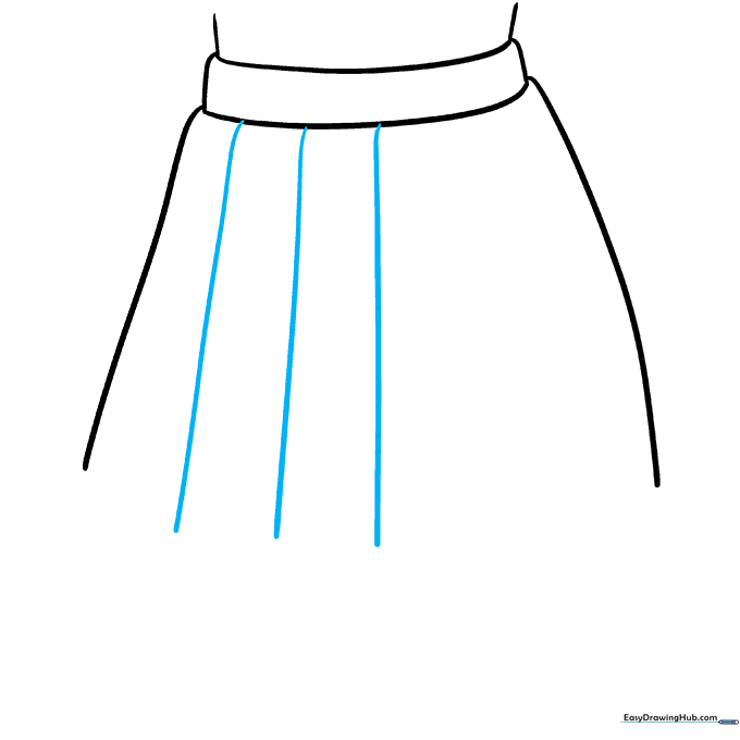 Adding vertical guidelines to the skirt to establish the pleated structure.