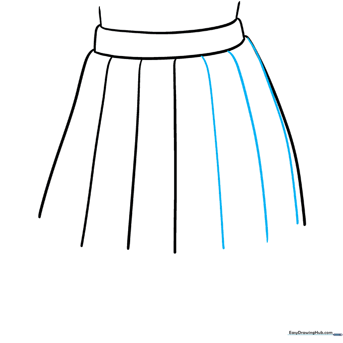 Adding additional vertical lines to complete the pleated look of the skirt.