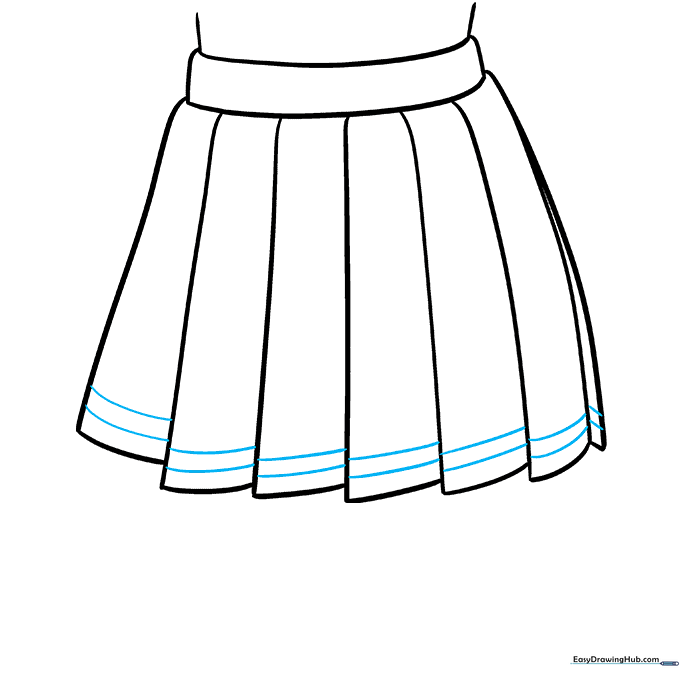 Adding a decorative horizontal stripe near the hem of the skirt.