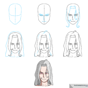 Finished artistic illustration of an anime vampire with white hair.