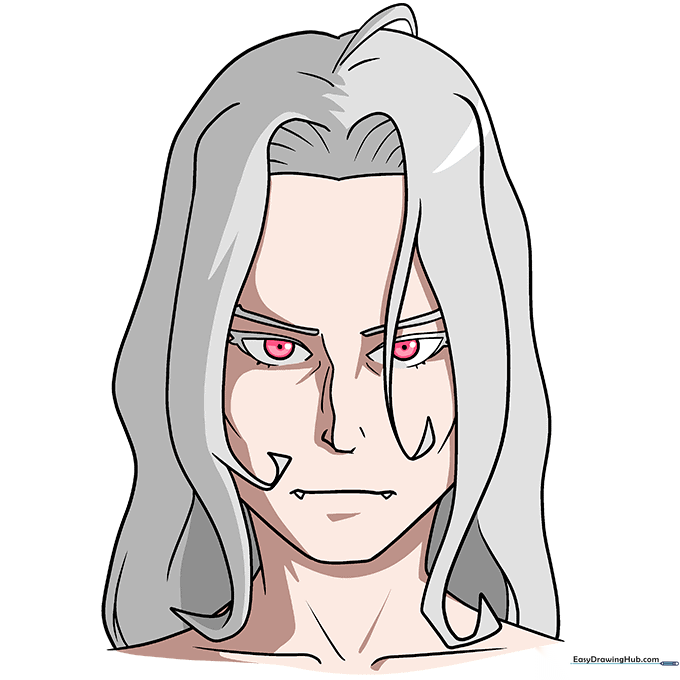 Final colored anime vampire character with pale skin and pink eyes.