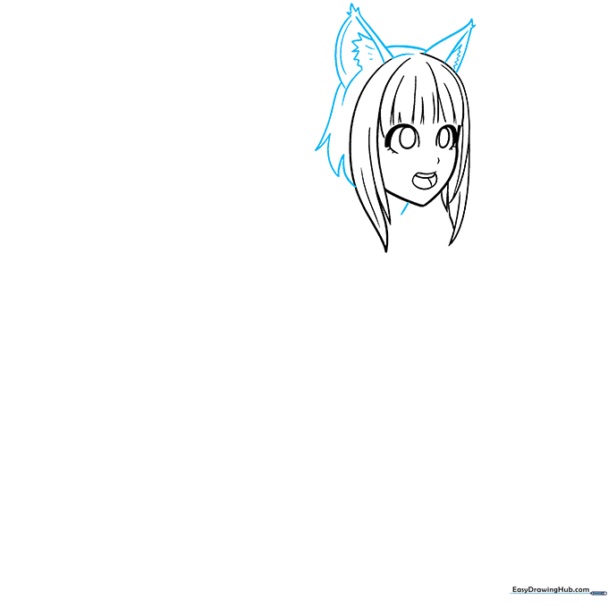 Adding furry wolf ears to the top of the character's head.