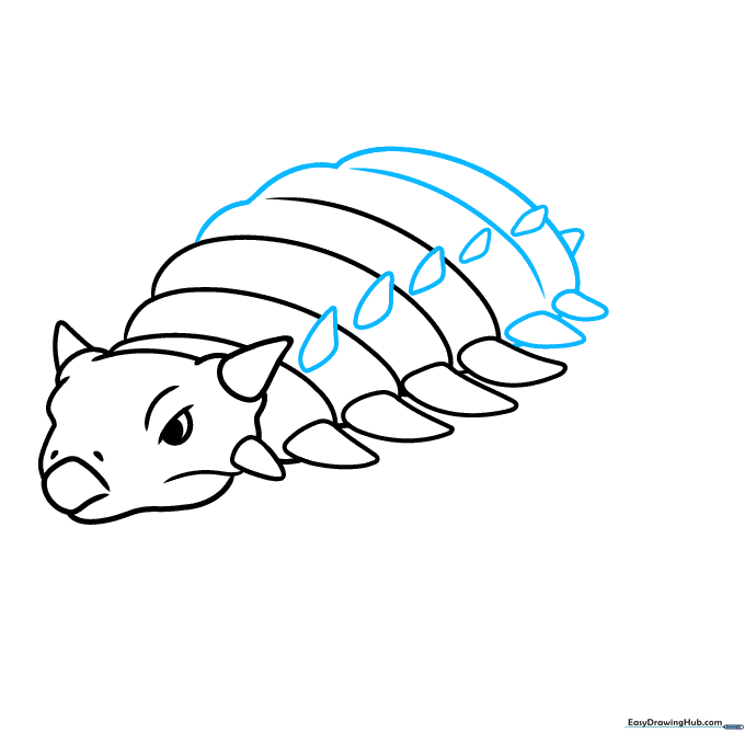 Adding a second layer of spikes to the Ankylosaurus back armor.