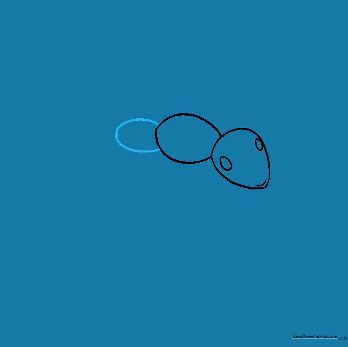 A smaller oval shape added to the thorax section to show the segmented body of the ant.