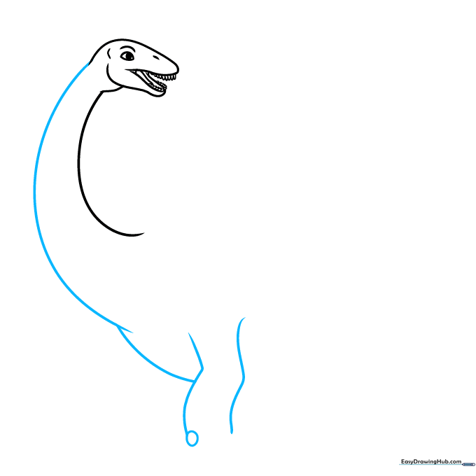 Sketching the front leg and the start of the Apatosaurus body.