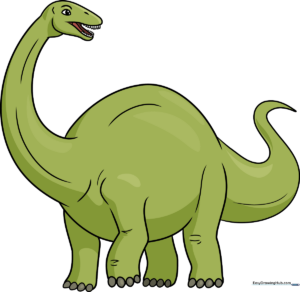 A colorful, friendly Apatosaurus illustration for kids.