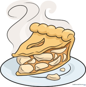 A colorful, finished drawing of a delicious slice of apple pie on a plate, ready for display.