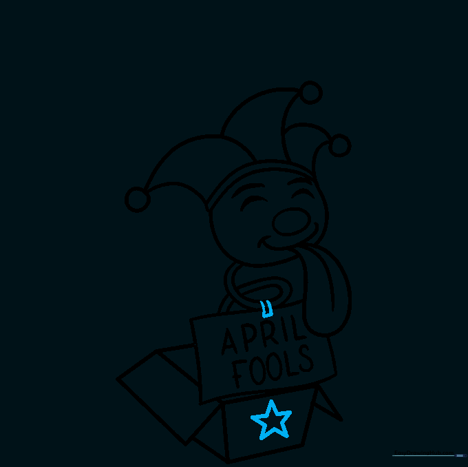 A star is drawn on the front of the box and a small piece of tape is added to the sign.