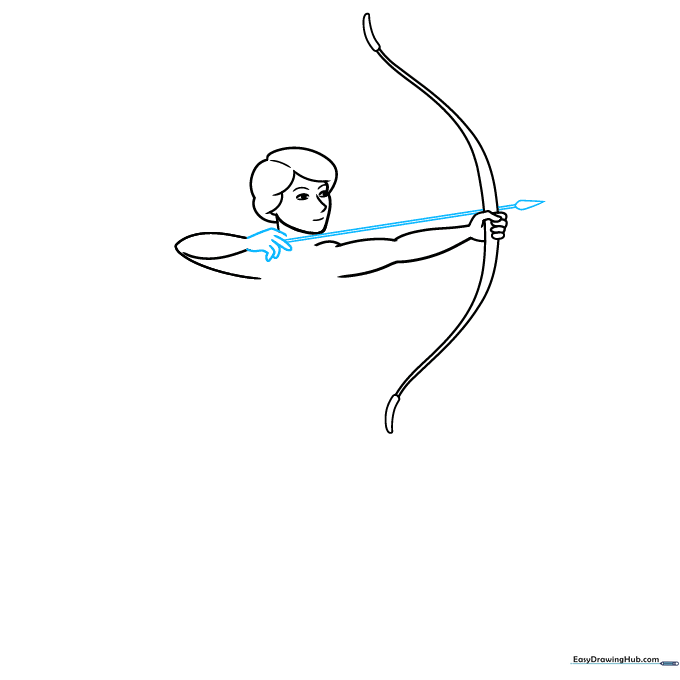 Adding the arrow and arrowhead to the archer's hands.