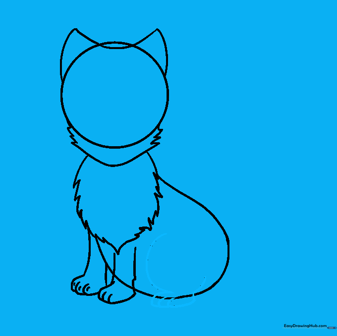 Adding the hind leg and haunch detail to the side of the fox's body.