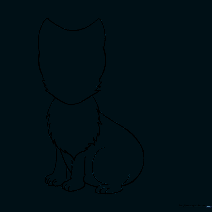 The fox drawing after erasing internal guide lines, showing a clean outline.