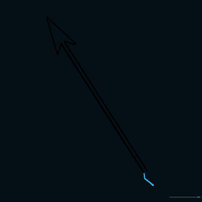 Small diagonal lines at the base of the shaft forming the start of the nock.