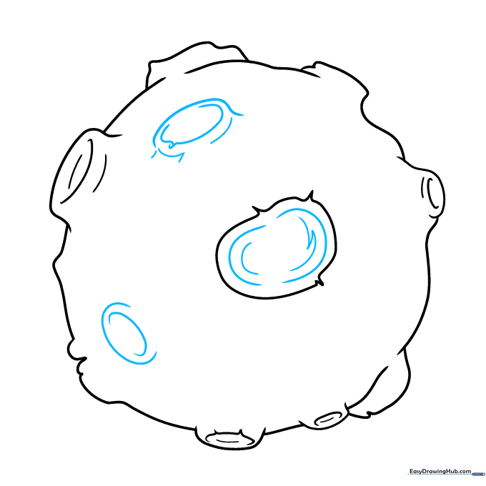 Adding internal shading lines to the craters to create a sense of three-dimensional depth.