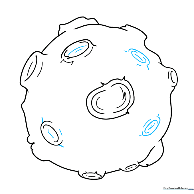 Refining the crater slopes with additional curved contour lines.