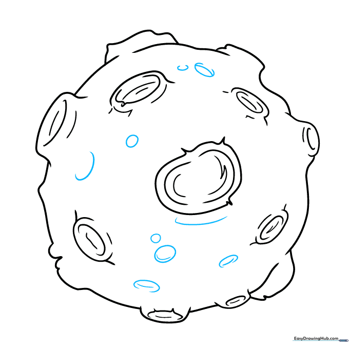 Adding small surface details like tiny craters and rocky bumps to the asteroid.