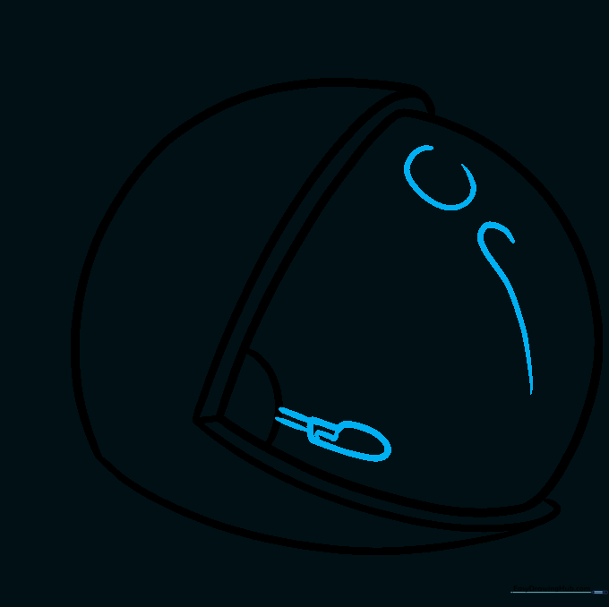 Drawing showing the addition of a side communicator and visor reflections.