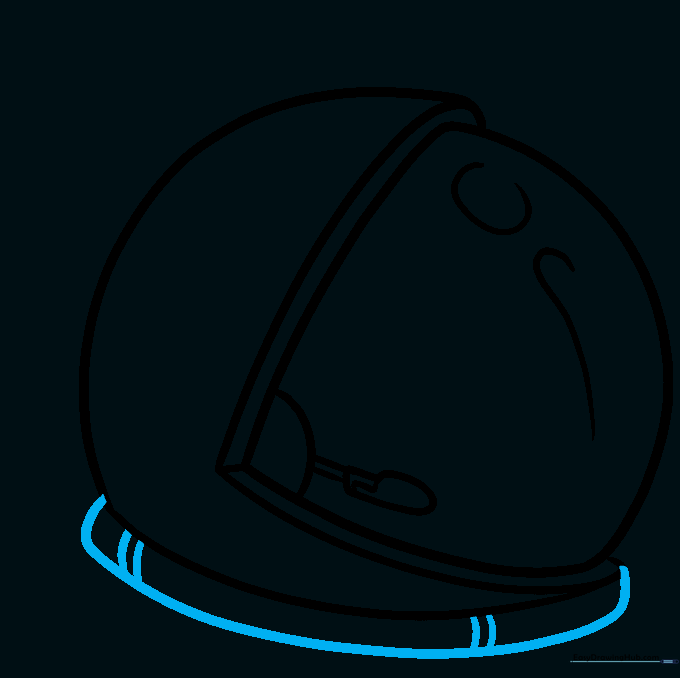Pencil sketch of the neck ring at the base of the helmet.