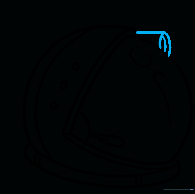 Drawing showing the addition of a sunshade on top of the helmet.