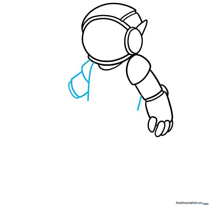 Sketch showing the torso outline and the beginning of the second arm.