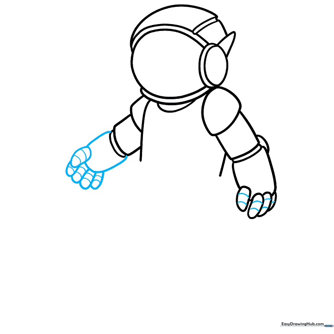 Close-up of the completed second arm with detailed finger joints.