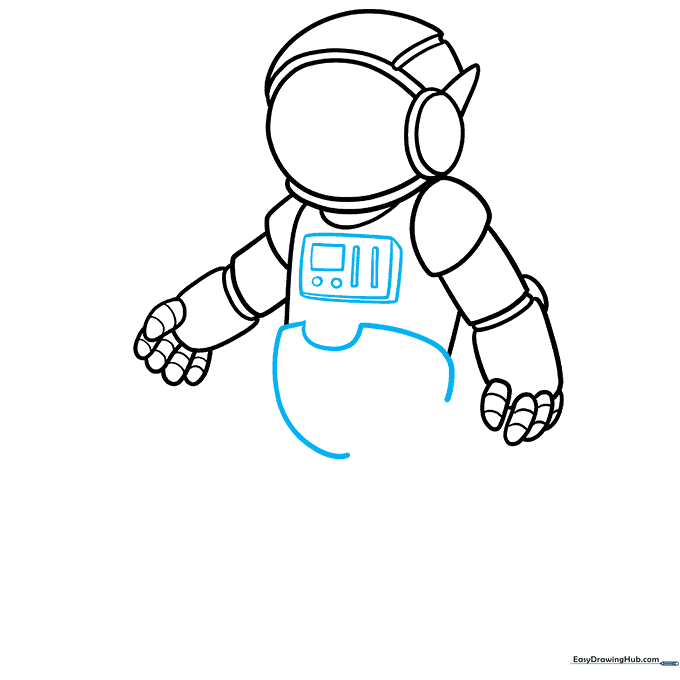 Drawing of the astronaut's chest control panel with various geometric buttons.