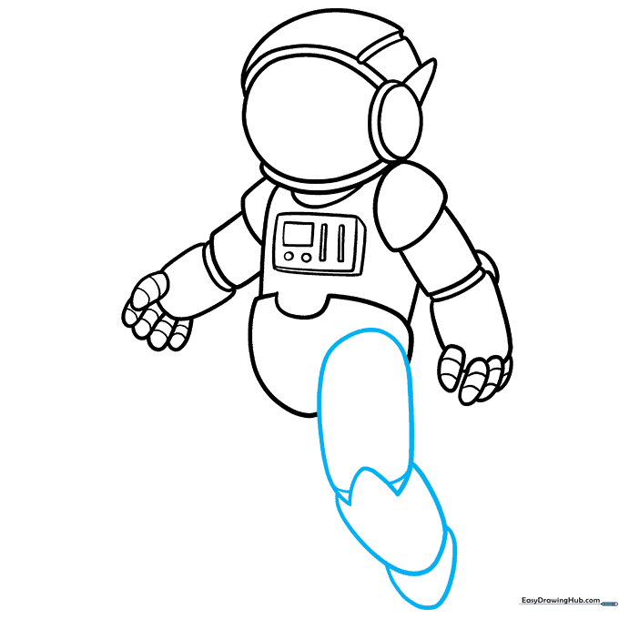 Sketch of the first leg and boot using overlapping circular shapes.