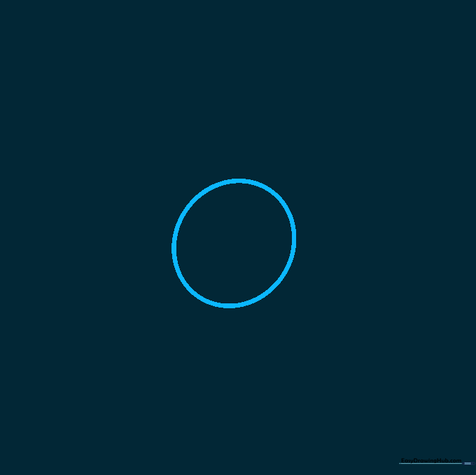 A single circle drawn in the center of the page representing the atomic nucleus.