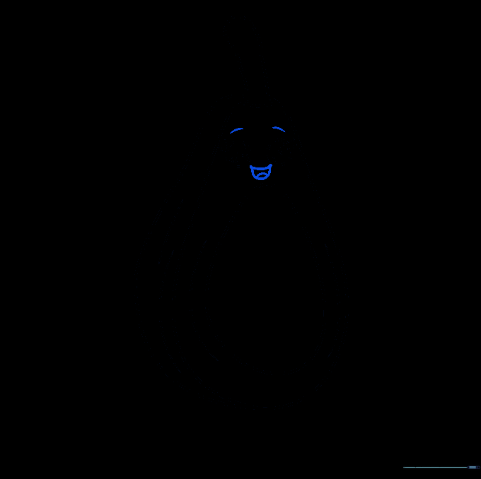Adding a wide, happy cartoon mouth with a tongue.