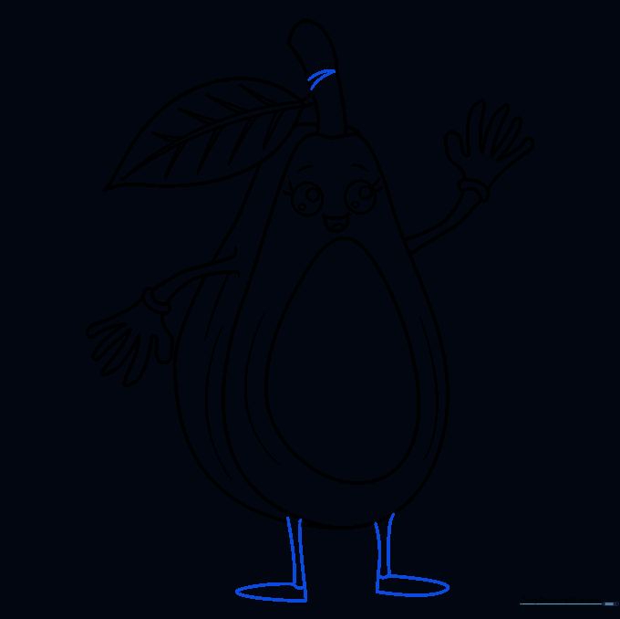 Adding legs and feet to the bottom of the avocado character.
