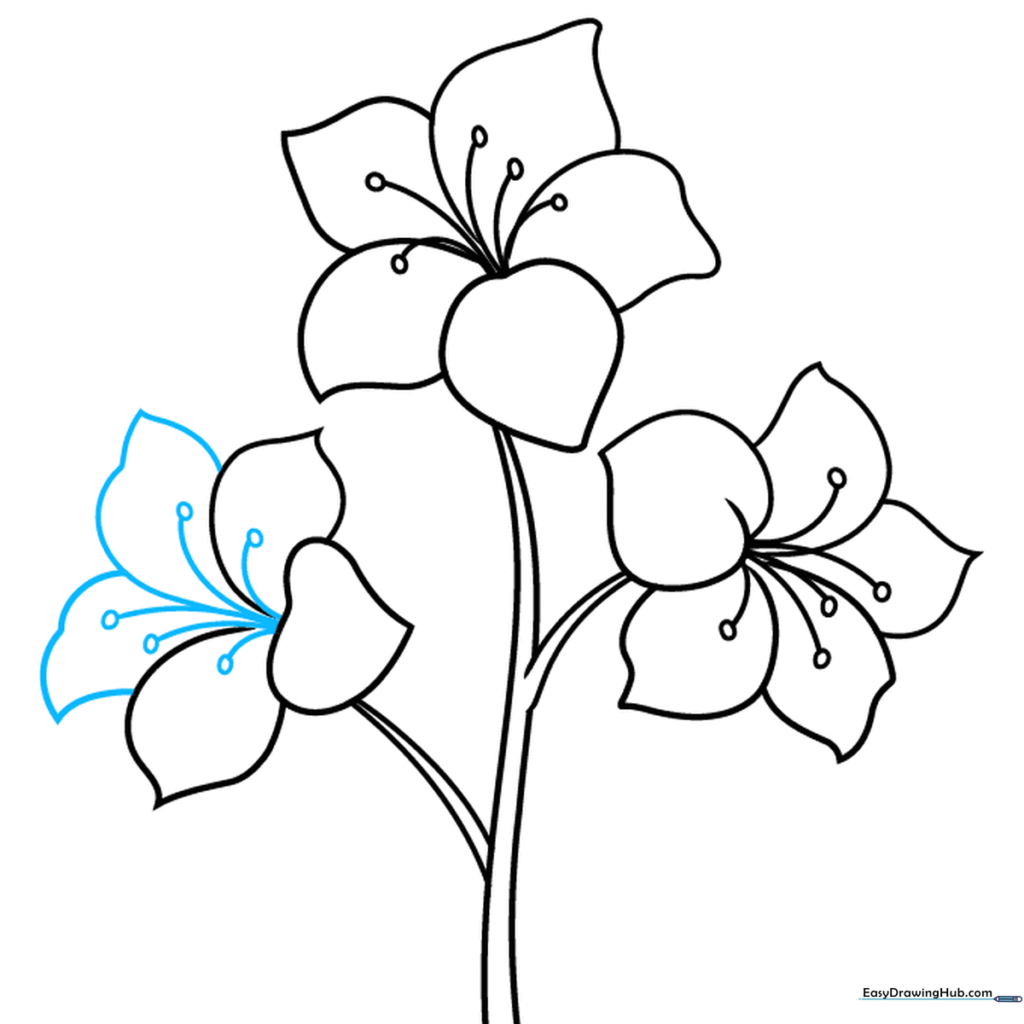 Finalized third flower with stamens added.
